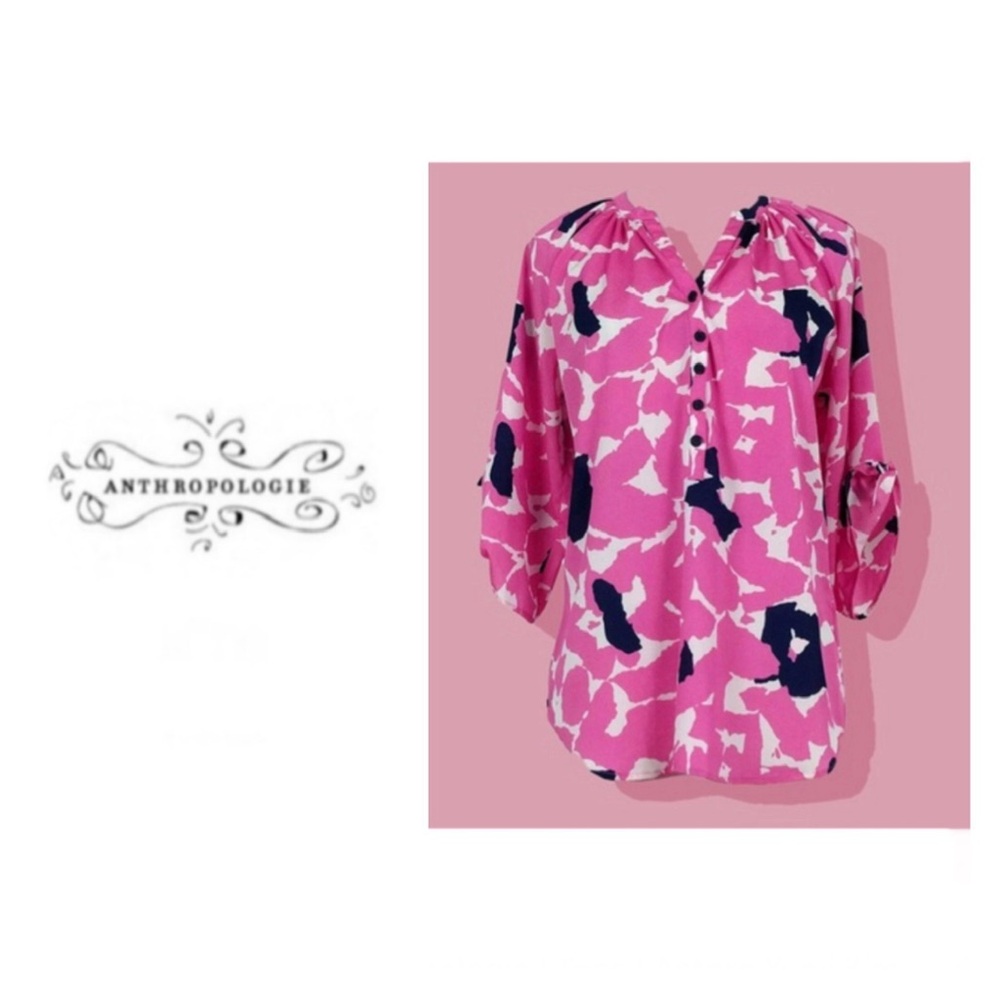 Yumi Kim Pink Floral-Print Button Front Blouse